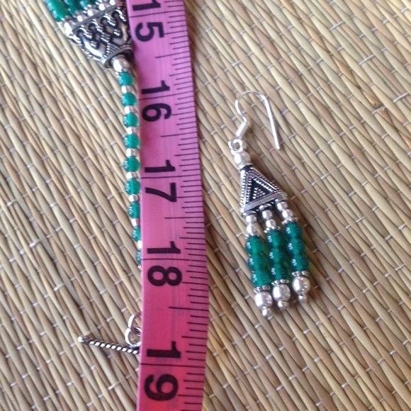 Green Jade Onyx Sterling Silver Necklace & Earring - Picture 8 of 8